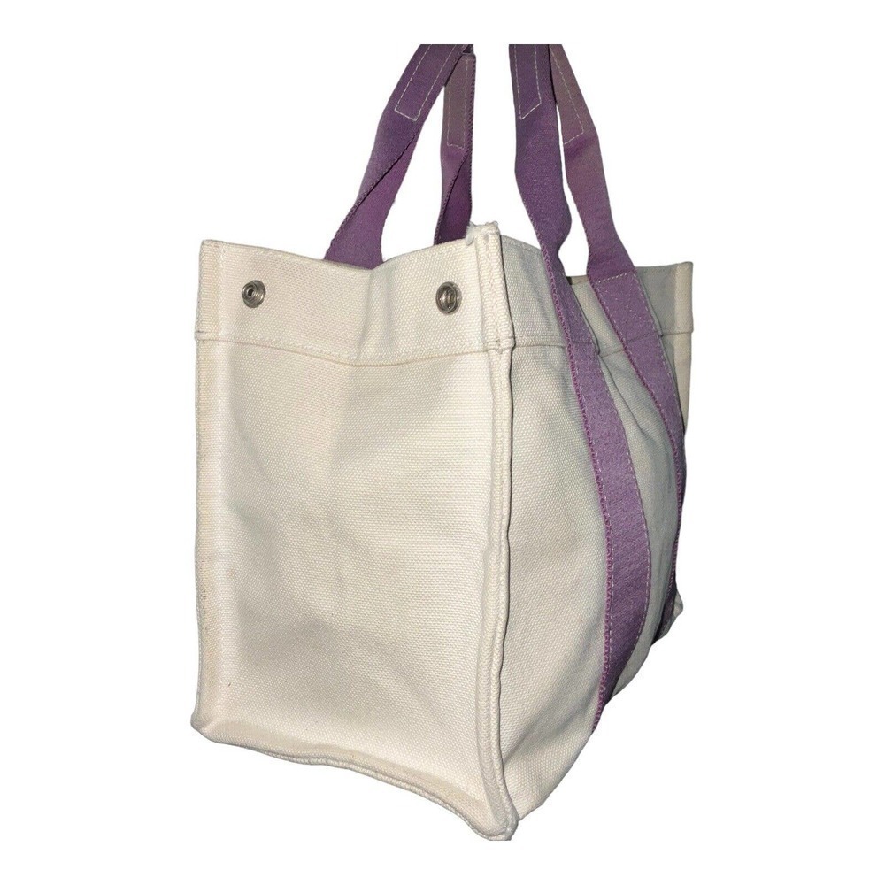 Hermes Bora Bora Canvas Tote Bag Ivory Purple - Picture 6 of 15